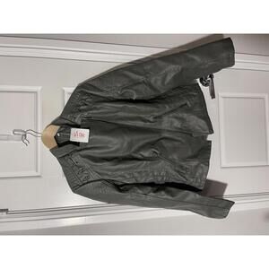 Lu’s Chic Women’s Faux Jacket Green Size LG Zip Up Coat W124